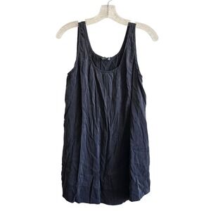 Eileen Fisher Medium Tank Top Womens Black Gray Silk Blend Scoop Neck Relaxed